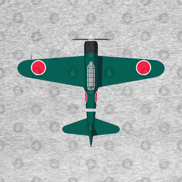 Green A6M Zero 2D plane by Cloutshop